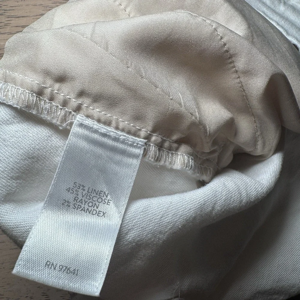 J JILL size‎ S Petite White Linen Blend Cropped Pants Lagenlook Artsy
